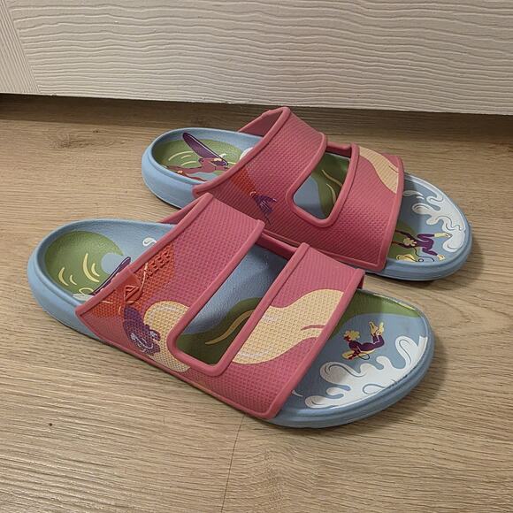 REEF Pink Blue Multicolor Oasis Double Nanna De Jong Beach Slip On Sandals Sz 8 - Picture 3 of 8